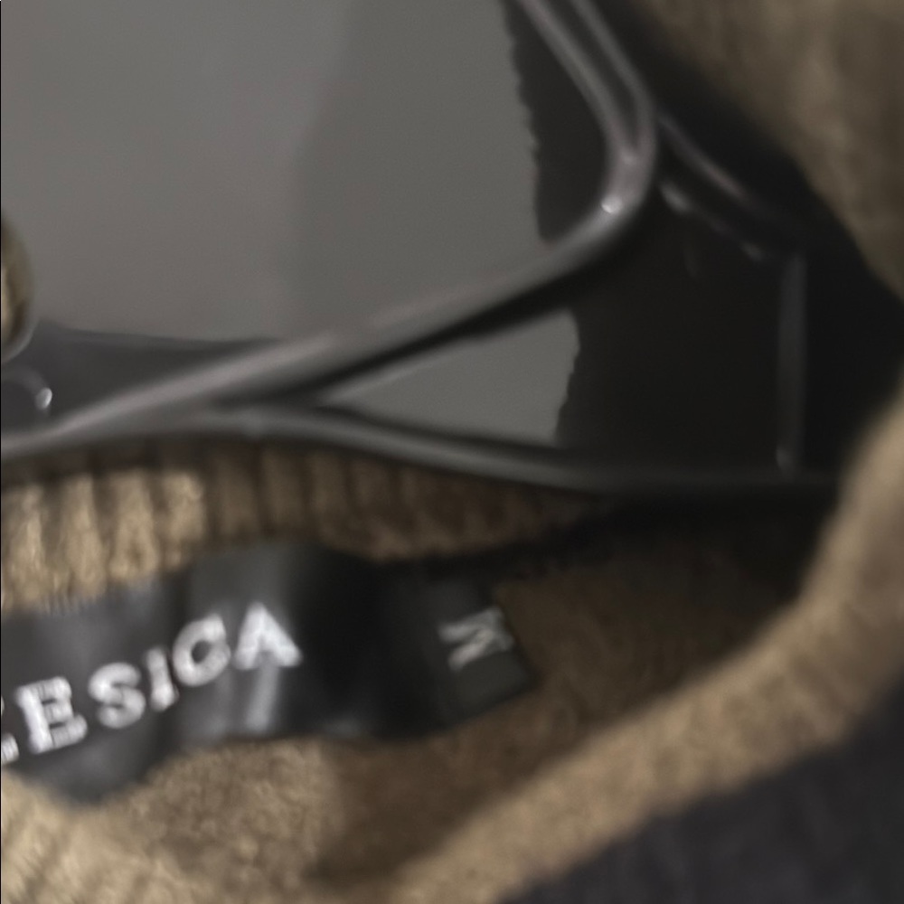 Striped Olive and Black Mock neck Sweater - Picture 4 of 5